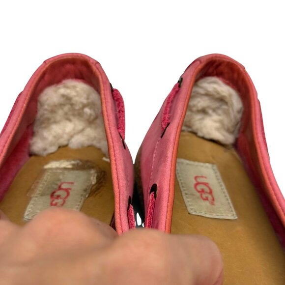 UGG Suzette Moccasin Flats Pink Nubuck Beaded Leather Lace Womens 8.5 Like New - Picture 7 of 10